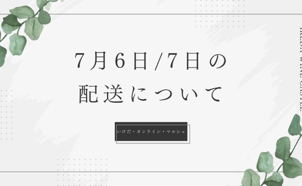 [オンラインショップ]7月6日/7日の配送手配に関して